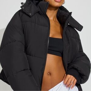 Garage Black Cropped Puffer Jacket with Hood